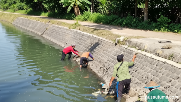 Pemkab Jombang Bersih-Bersih Kali Jombang Kulon Jelang Muktamar NU 2026 di Tambakberas
