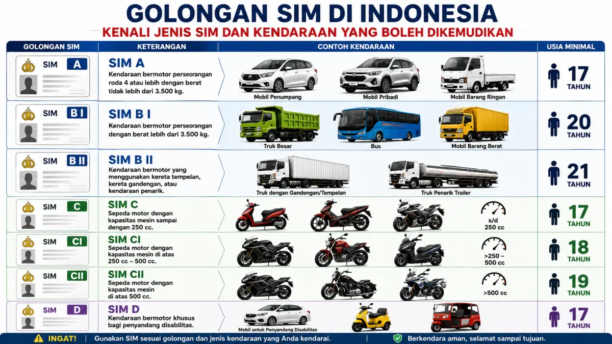 Kenali Golongan SIM di Indonesia, Beda Kapasitas Mesin Beda Jenis Surat Izin